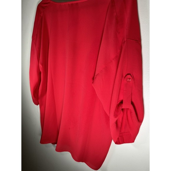 Venus Red Roll-Tab Top Blouse with Front Zippers - Size Medium - Women's Fashion - Picture 8 of 9
